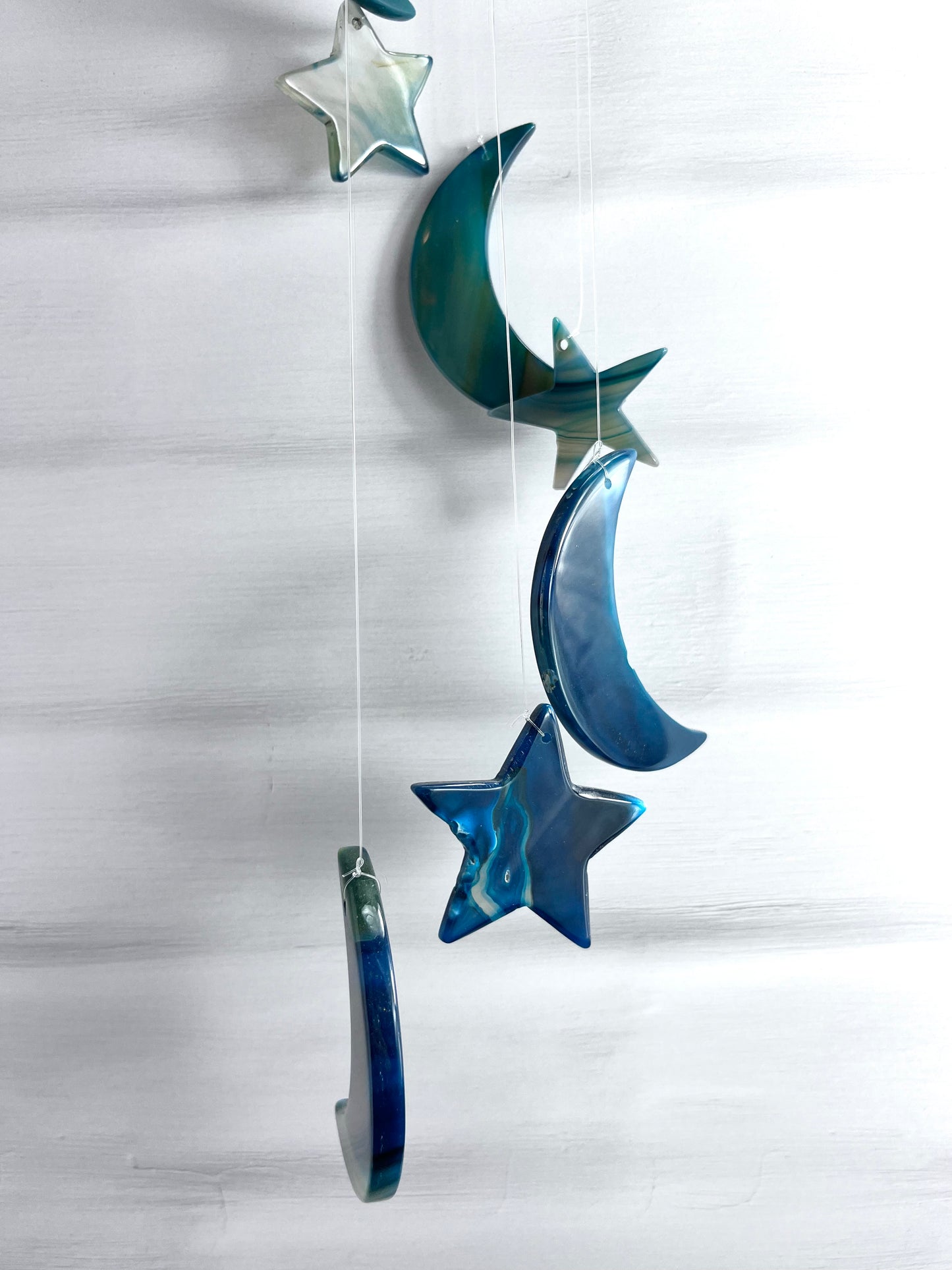 Teal Moon and Stars Wind chime
