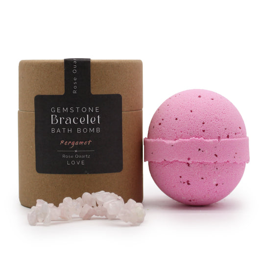 Rose Quartz Gemstone Bracelet Bath Bomb (Bergamot)