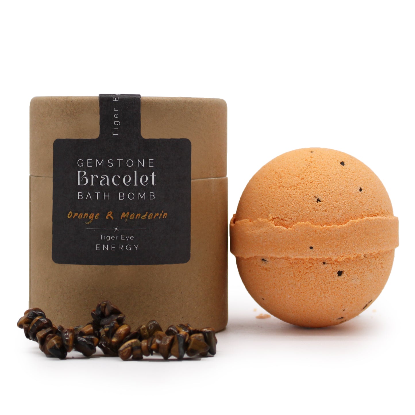 Tigers Eye Gemstone Bracelet Bath Bomb Orange and mandarin