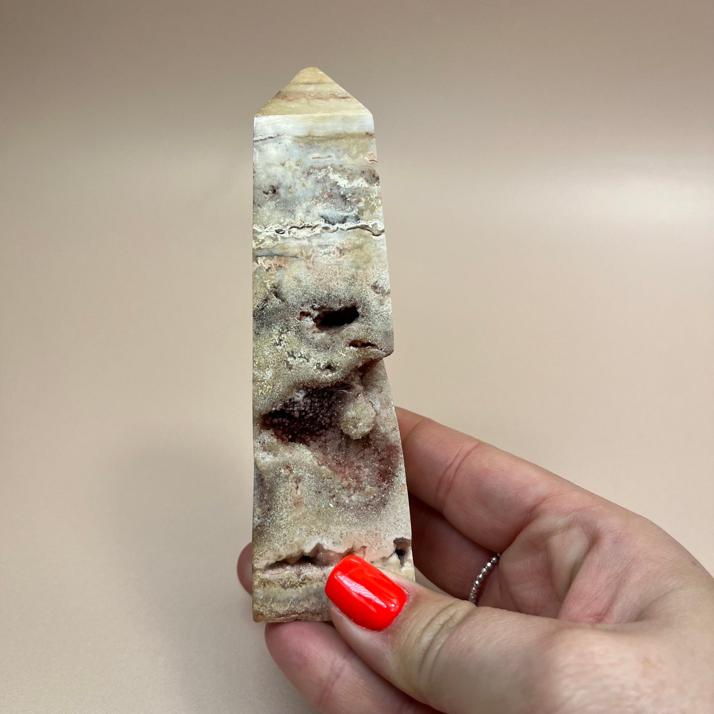 Crazy Lace Agate Druzy Obelisk