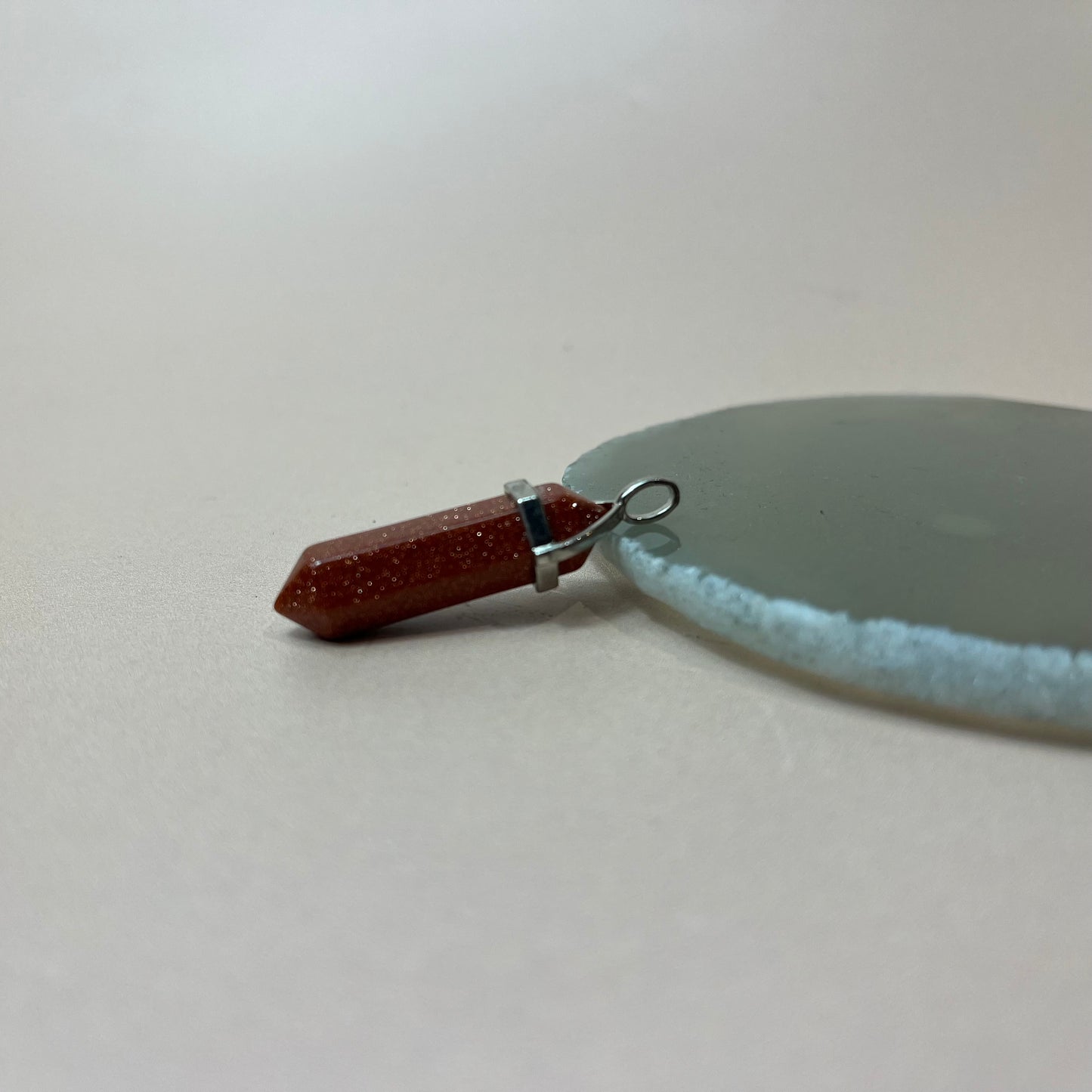 Brown Goldstone Double Point Pendant