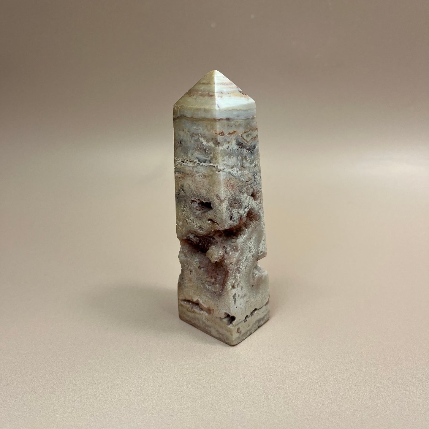 Crazy Lace Agate Druzy Obelisk