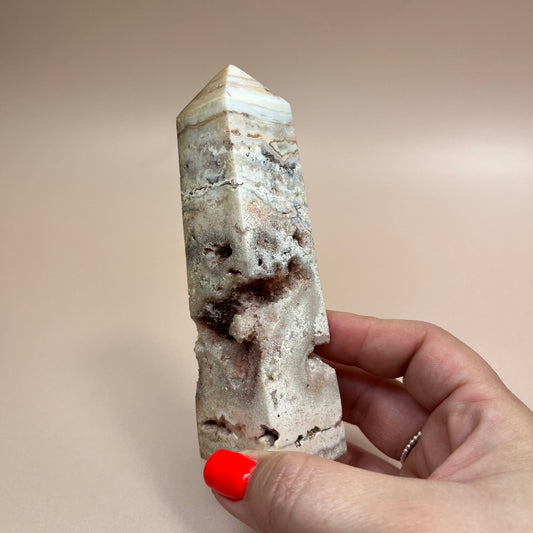 Crazy Lace Agate Druzy Obelisk