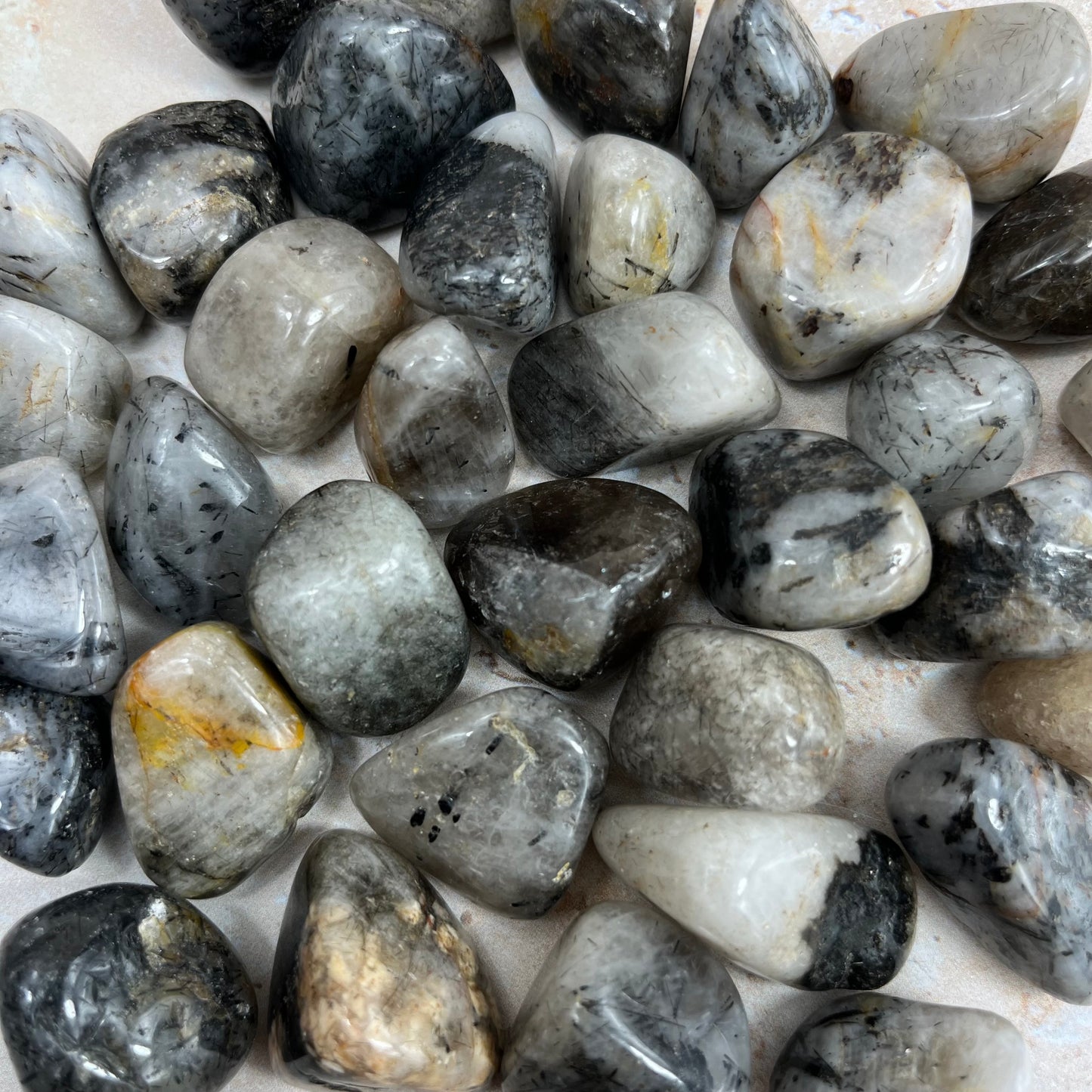 Tourmalinated Quartz Tumble Stone