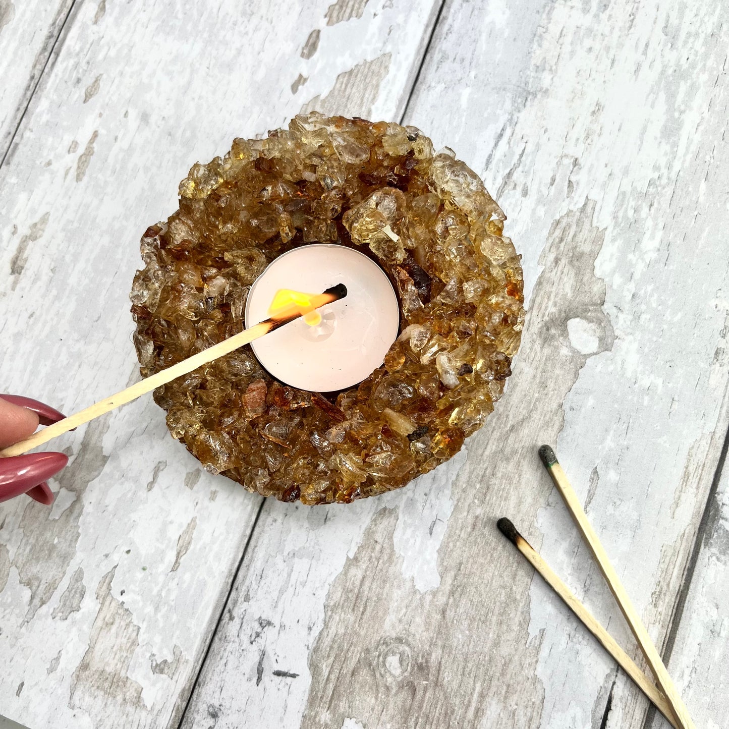 Citrine Chip Tea Light Holder