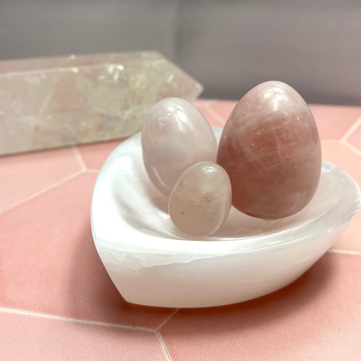 Rose Quartz Yoni Egg Set