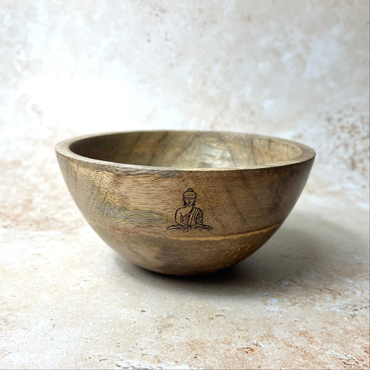 Wooden Smudge and Ritual Offerings Bowl -Buddha Large