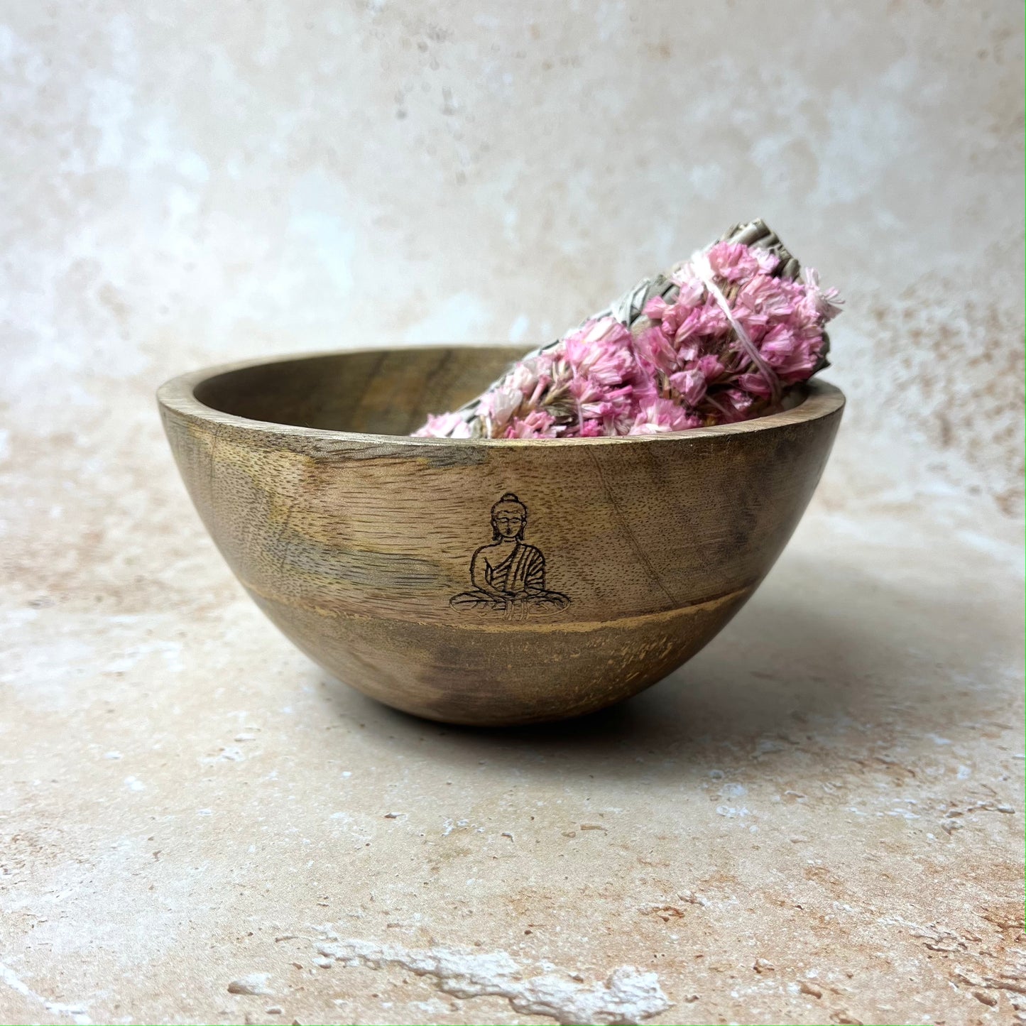 Wooden Smudge and Ritual Offerings Bowl -Buddha Large