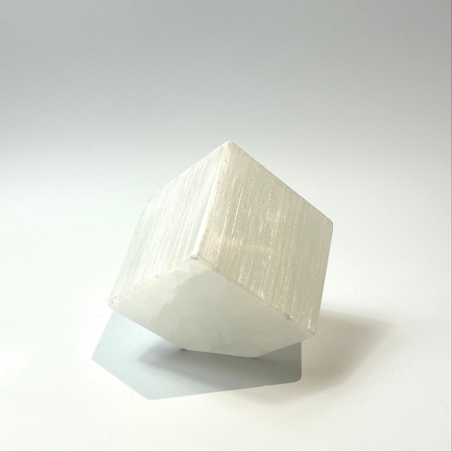 Selenite Standing Corner Cube