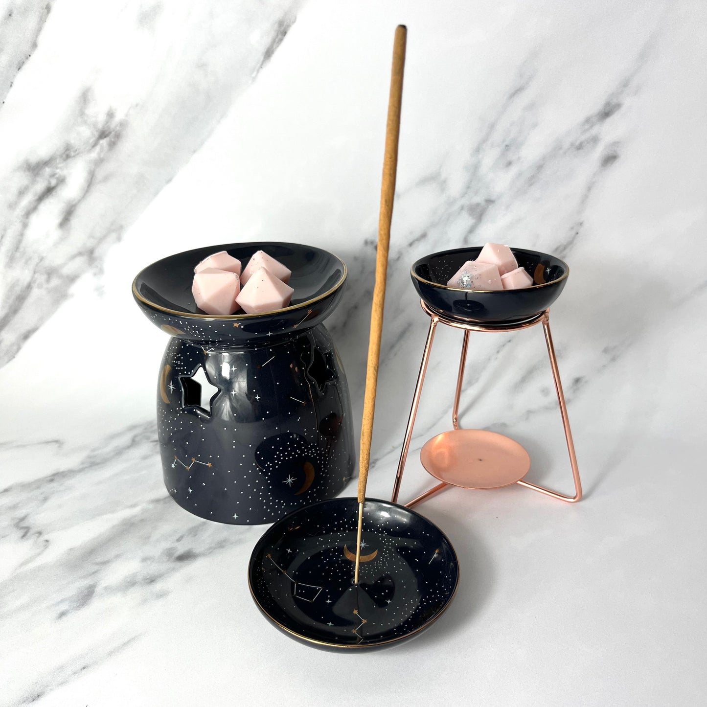 Purple Constellation Oil Burner on Metal Base