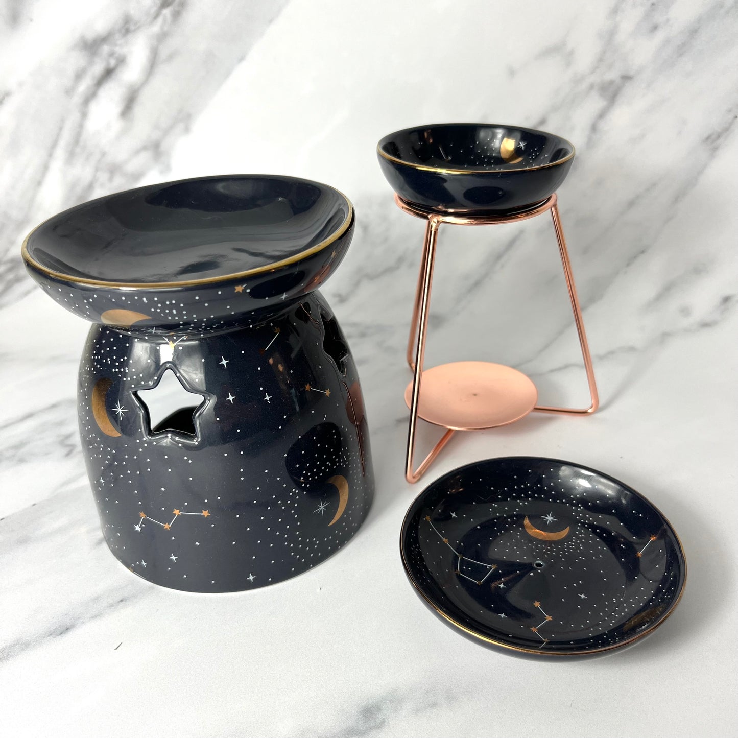 Purple Constellation Oil Burner on Metal Base