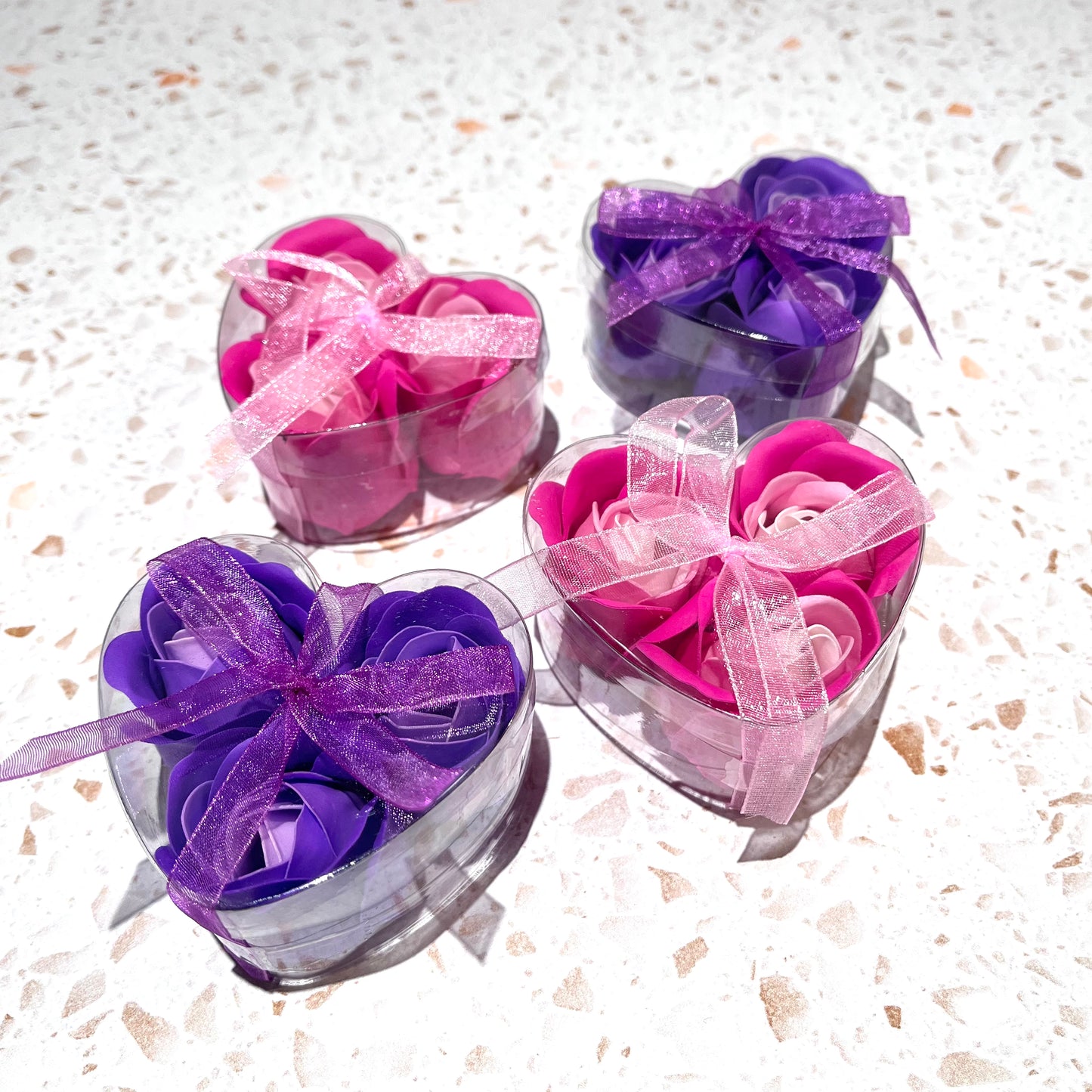 Soap Flower Heart Box - Lavender Roses
