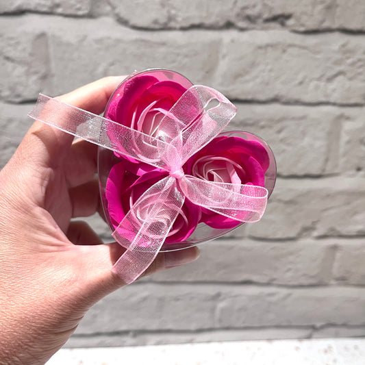 Soap Flower Heart Box - Pink Roses
