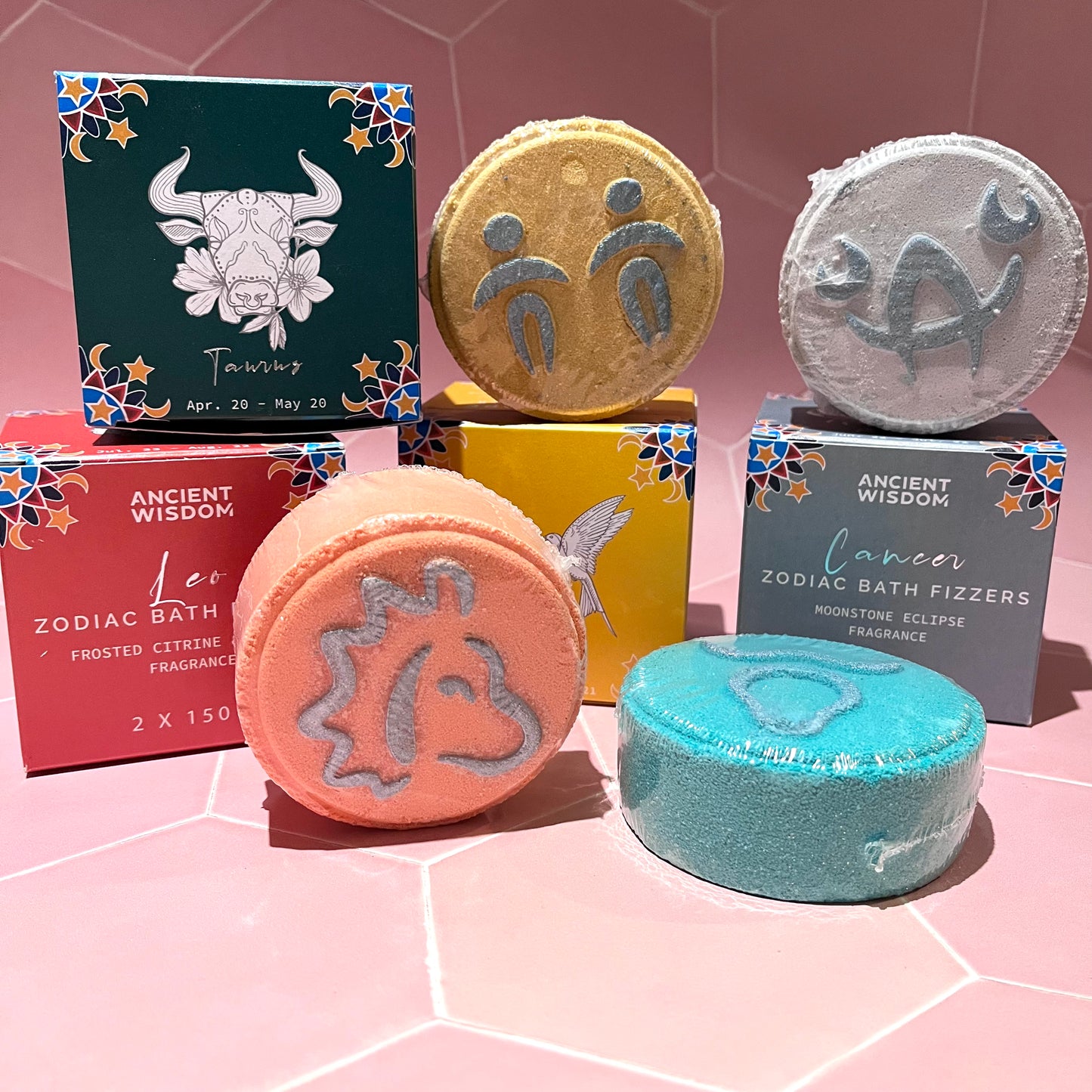 Taurus Set of Zodiac Bath Fizzers with Horoscope