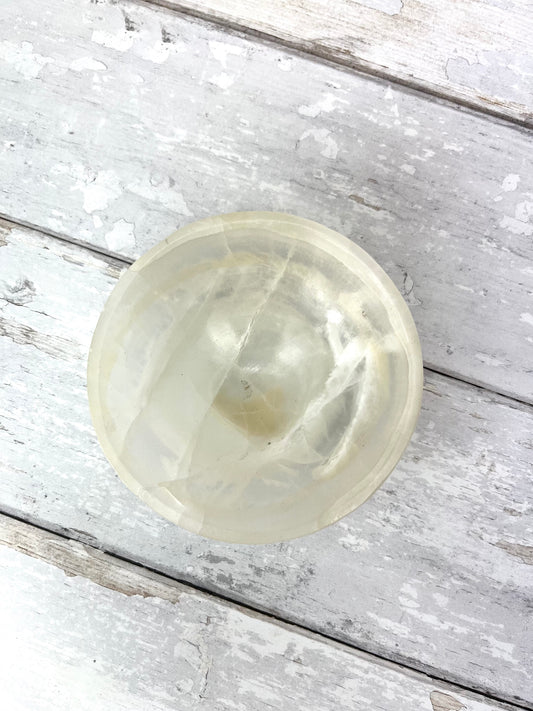 White Aragonite Bowl