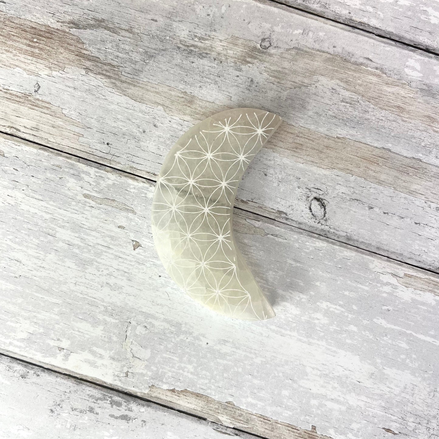 Selenite Engraved Moon Charging Plate