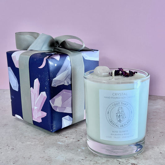 Gift Wrapped Rose & Rhubarb Candle