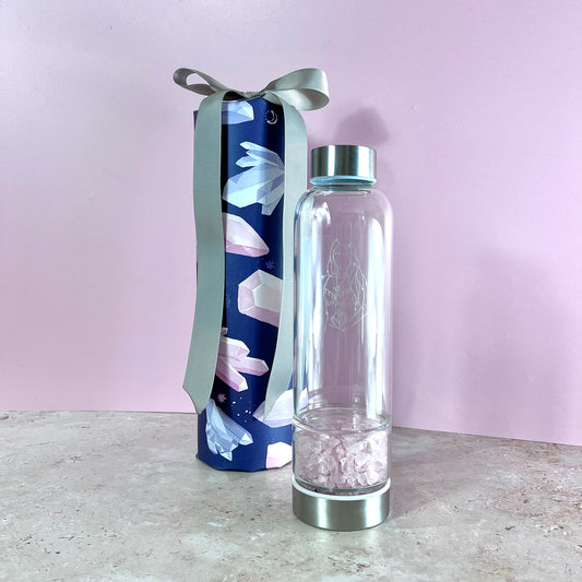 Gift Wrapped Rose Quartz Water Bottle