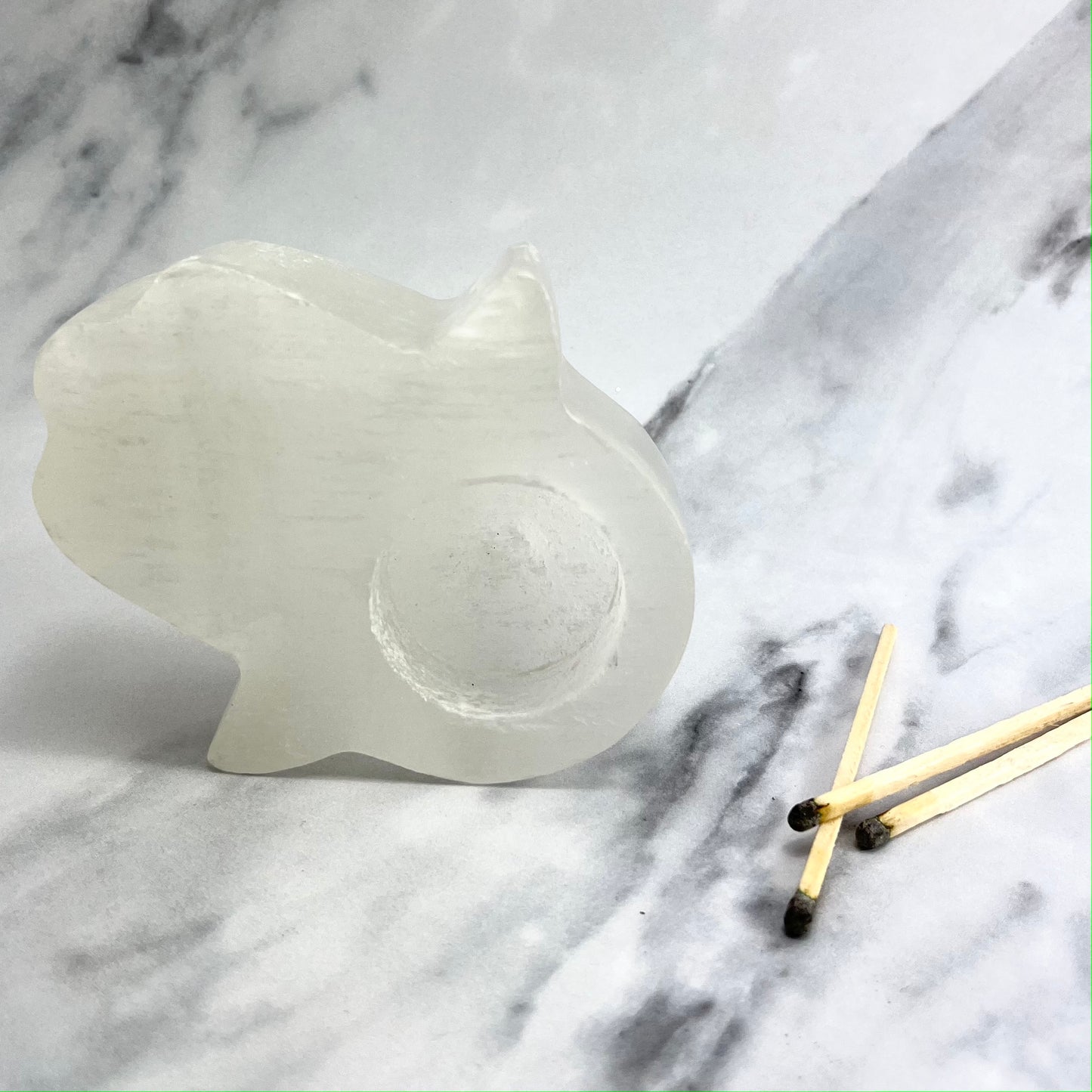 Selenite Hamsa Hand Tea Light Holder