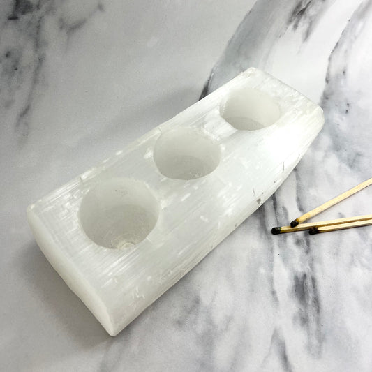 Selenite Rough Tea Light Holder