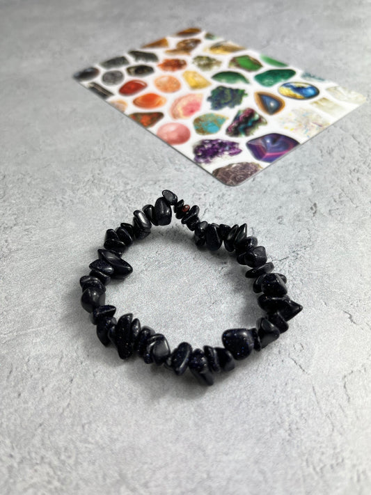 Blue Goldstone Chip Bracelet