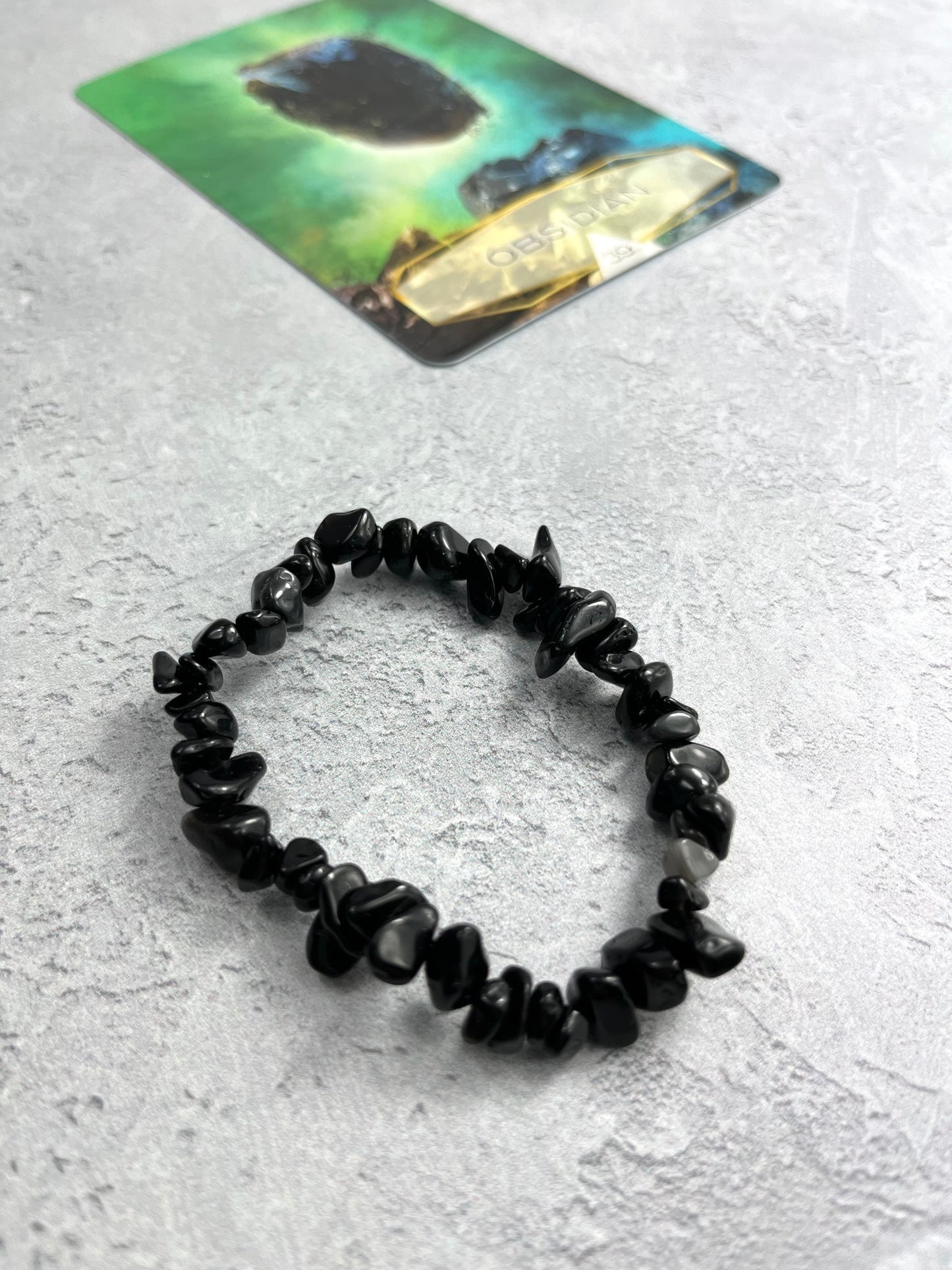 Obsidian Crystal Chip Bracelet
