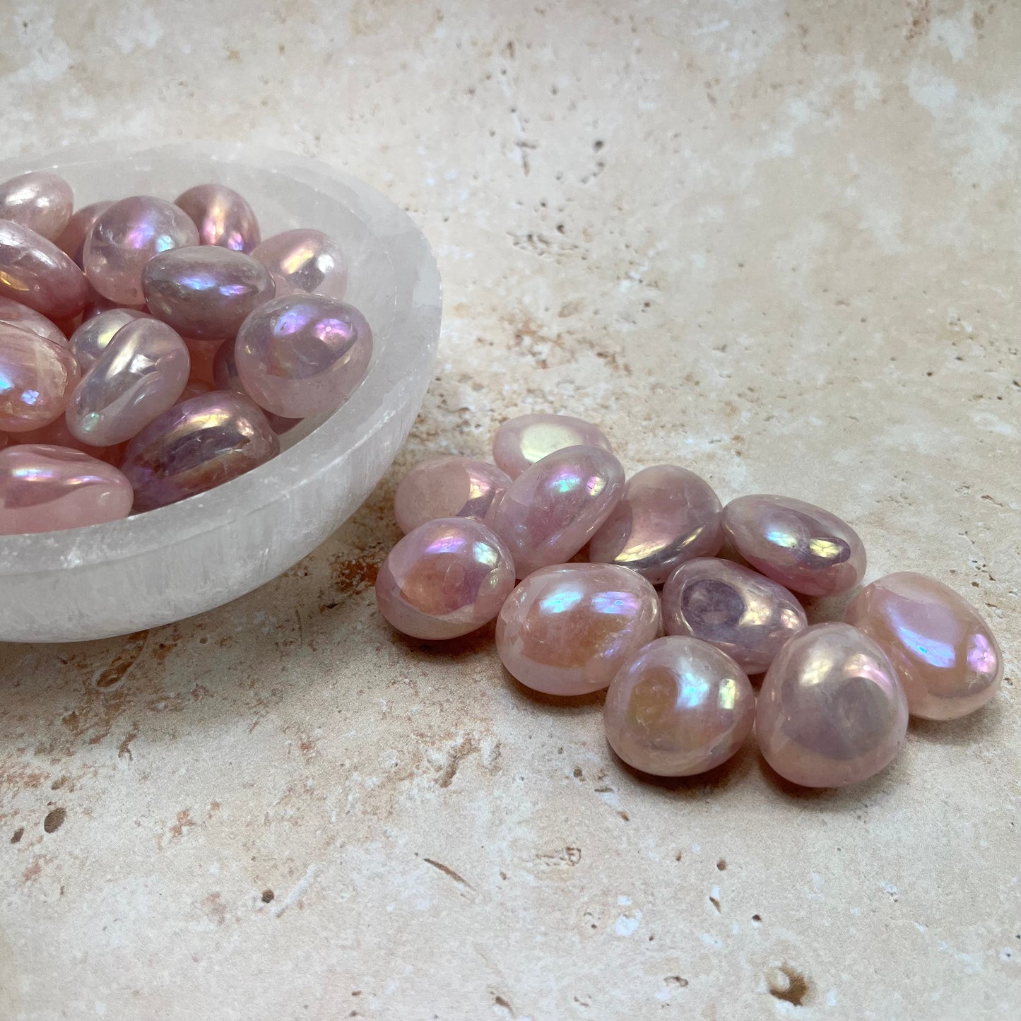 Aura Rose Quartz Tumble Stone