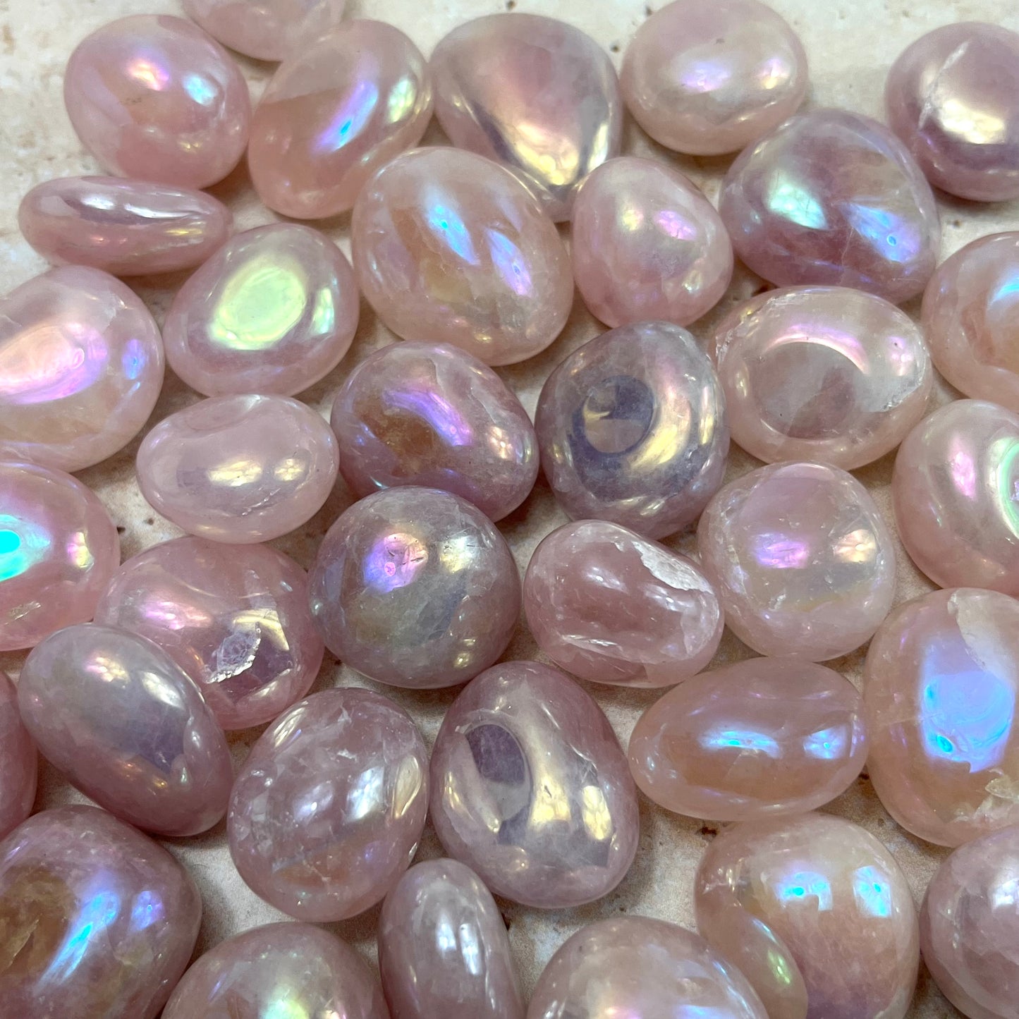 Aura Rose Quartz Tumble Stone