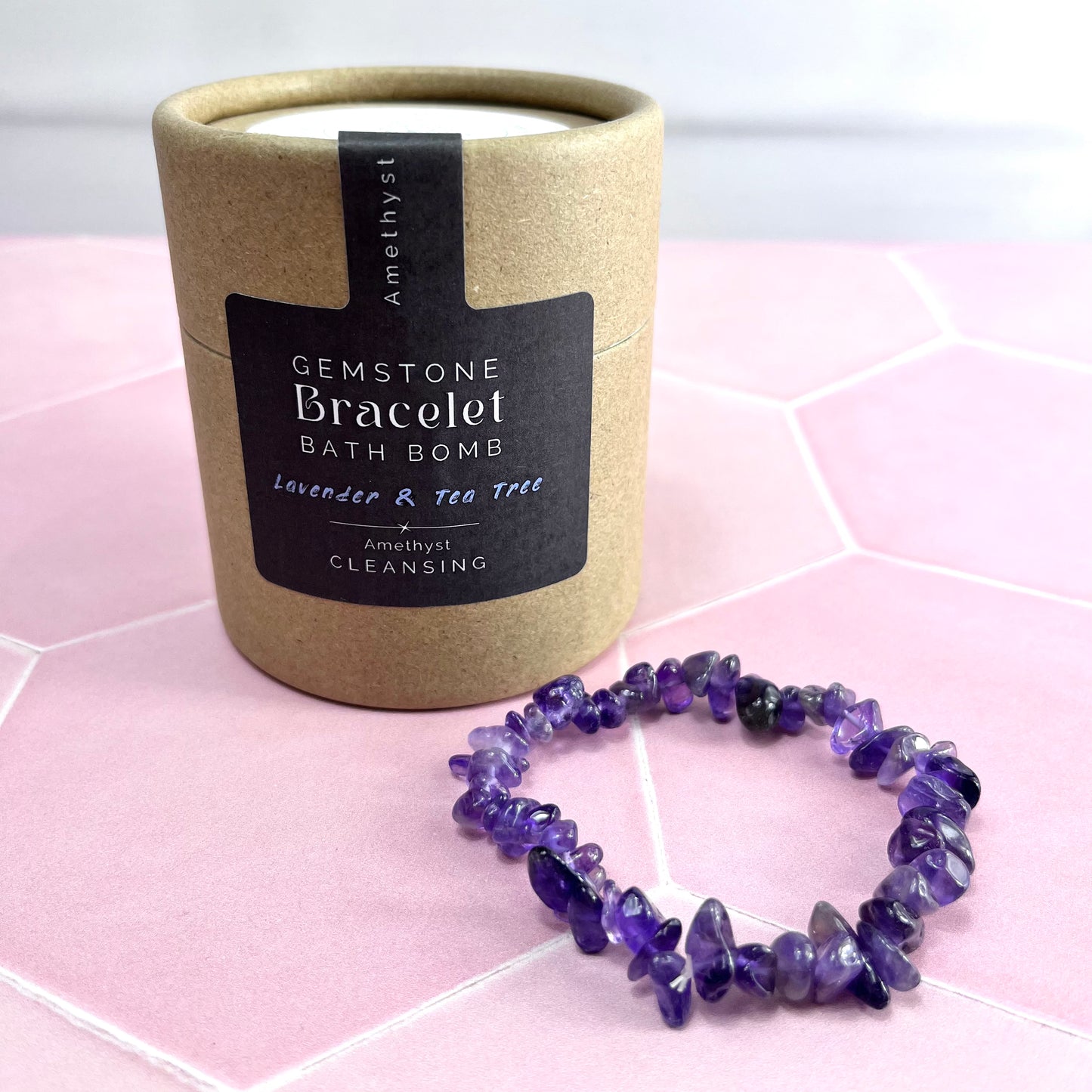 Amethyst Gemstone Bracelet Bath Bomb (Lavender & Tea Tree)
