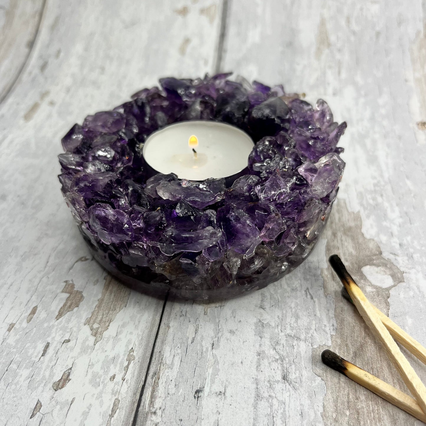 Amethyst Chip Tea Light Holder