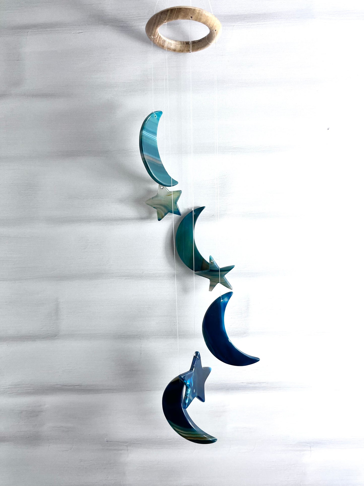 Teal Moon and Stars Wind chime