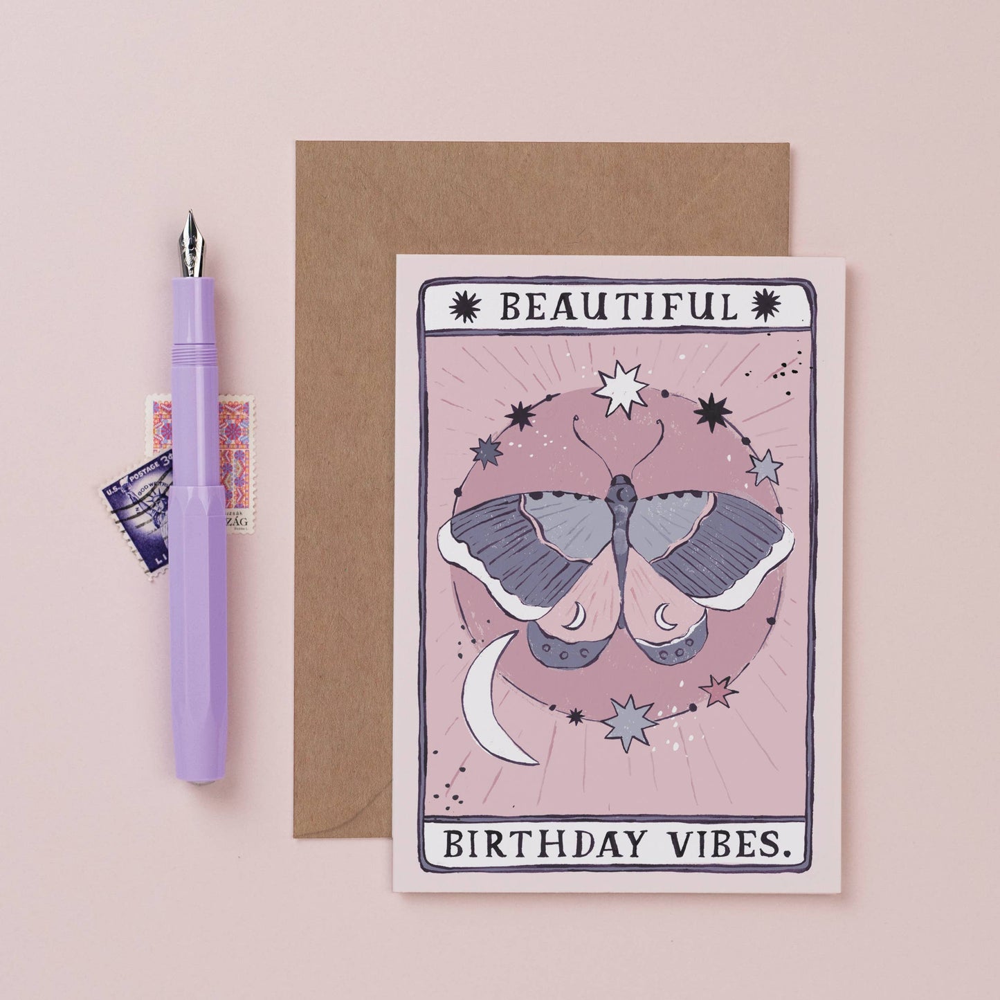 Moth Birthday Vibes Card | Birthday Card | Tarot Cards