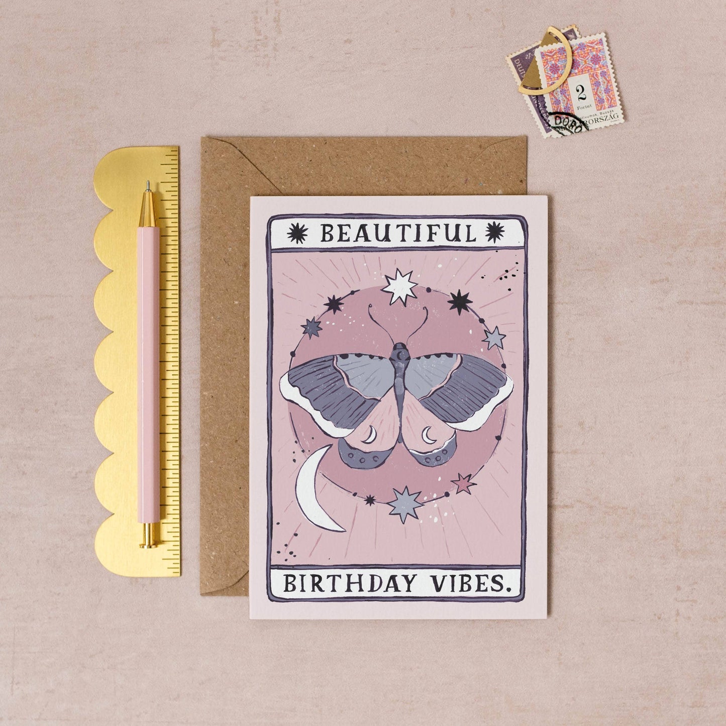 Moth Birthday Vibes Card | Birthday Card | Tarot Cards