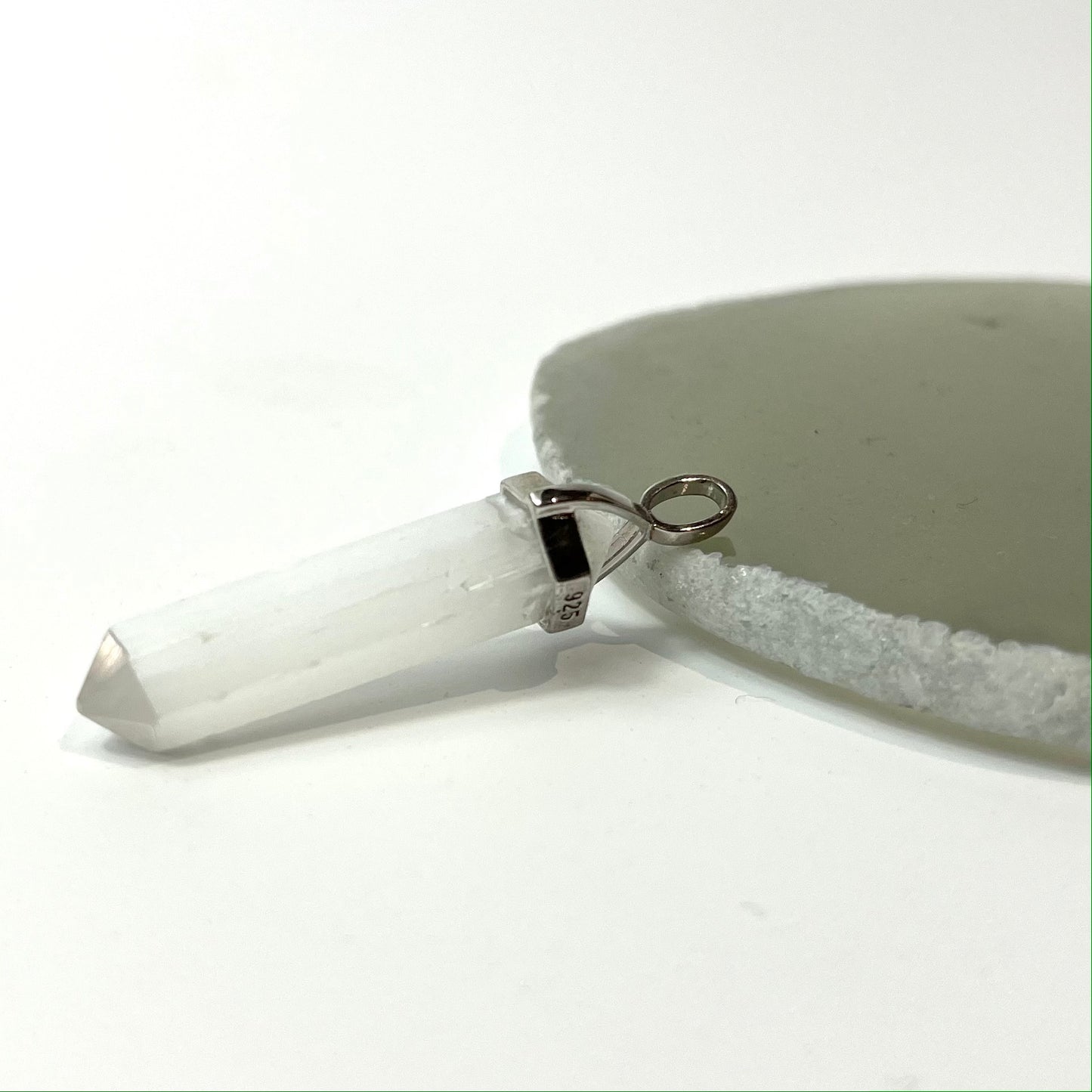 Selenite Double Point Pendant (925 Sterling silver)