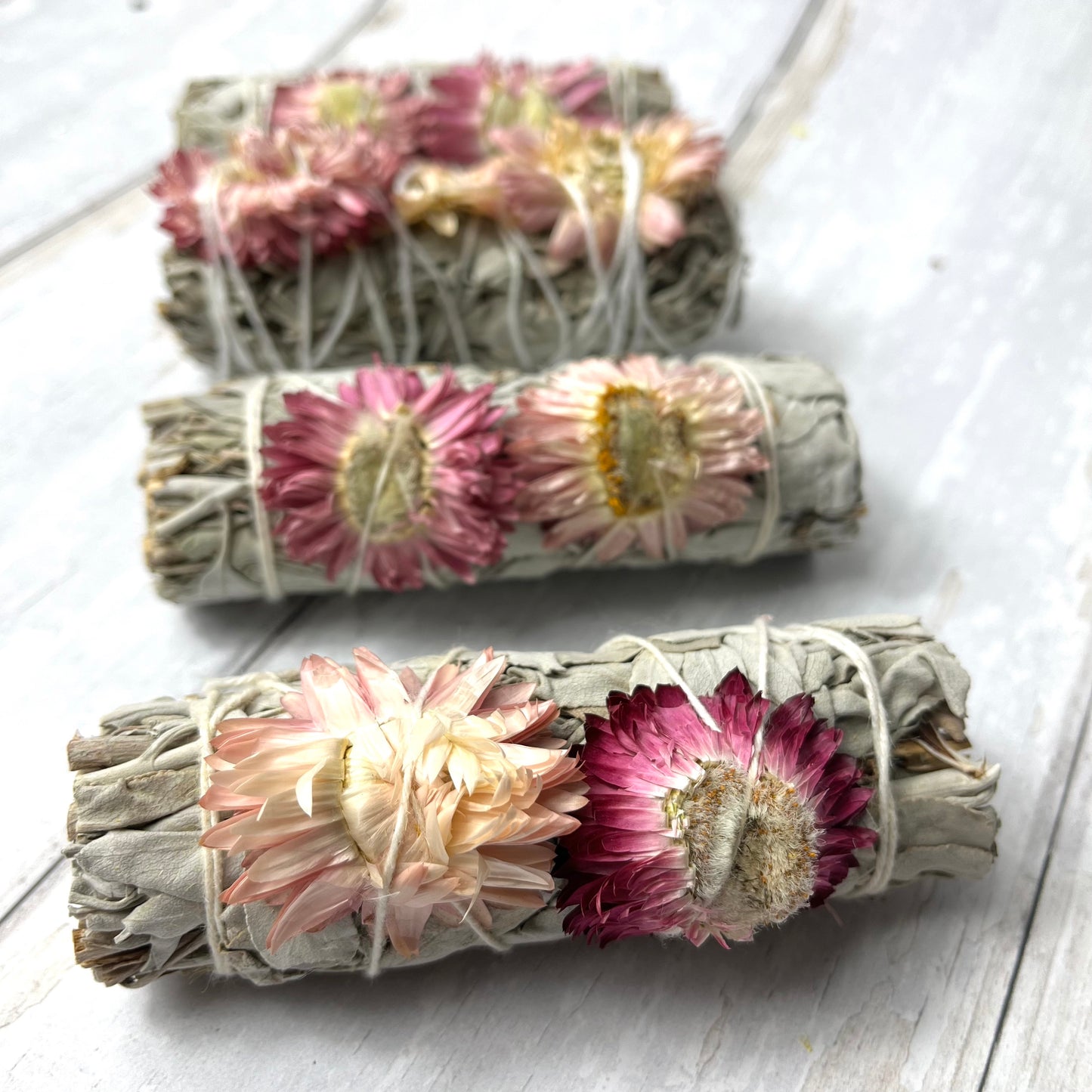 White Sage and Pink Dried Flowers