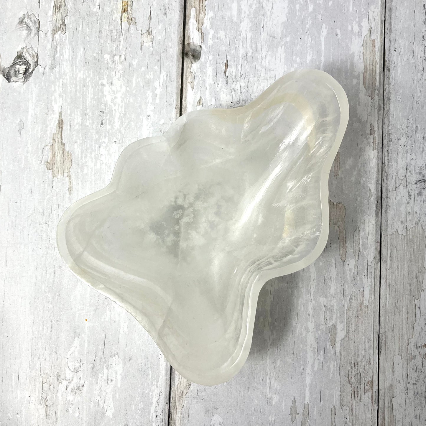 White Aragonite Cloud Bowl