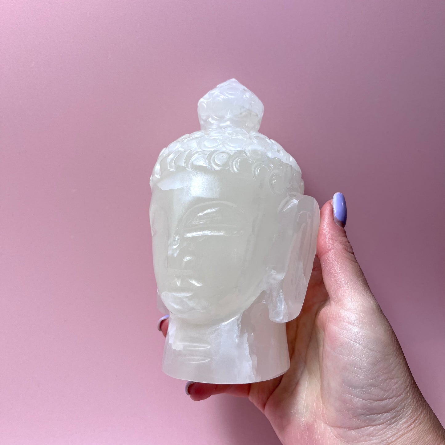 White Aragonite Buddha Head