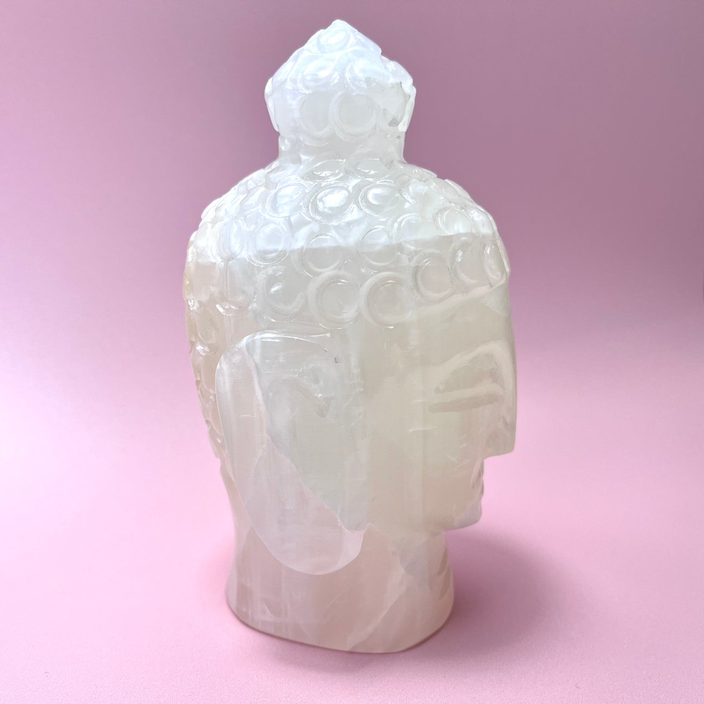 White Aragonite Buddha Head