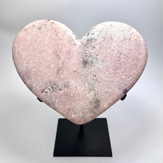 Large Pink Amethyst Heart On Stand