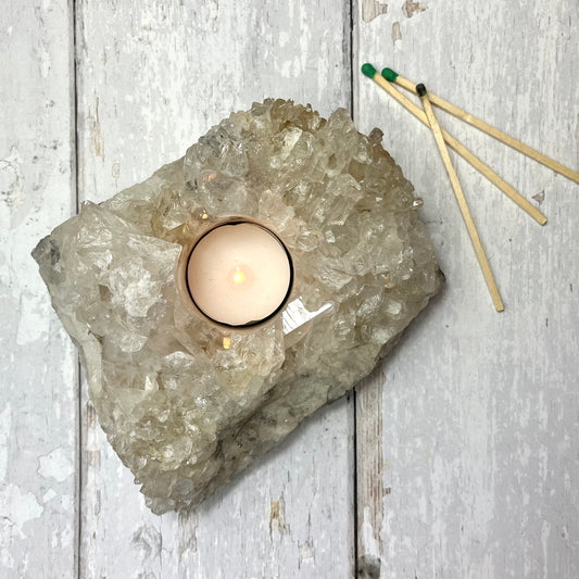 Clear Quartz Tea Light Holder