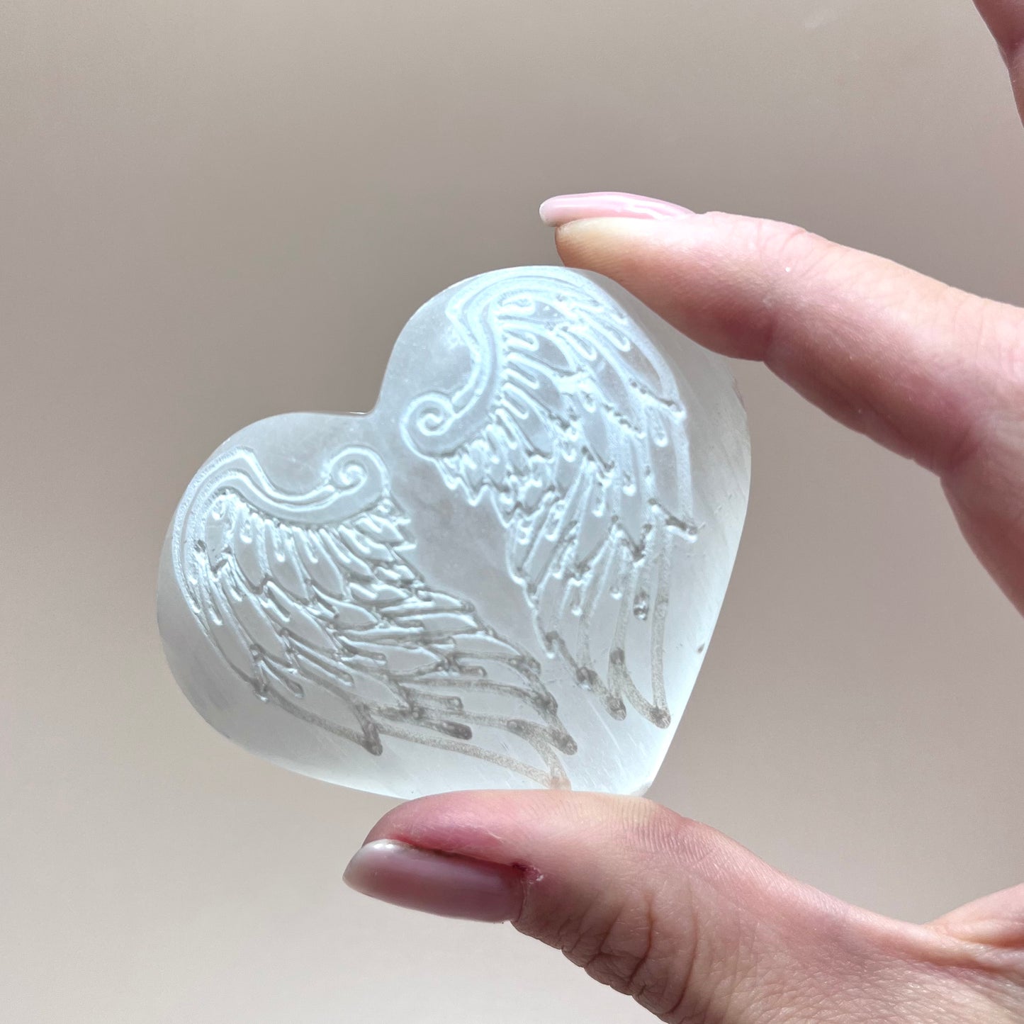 Selenite Heart Palm Wings