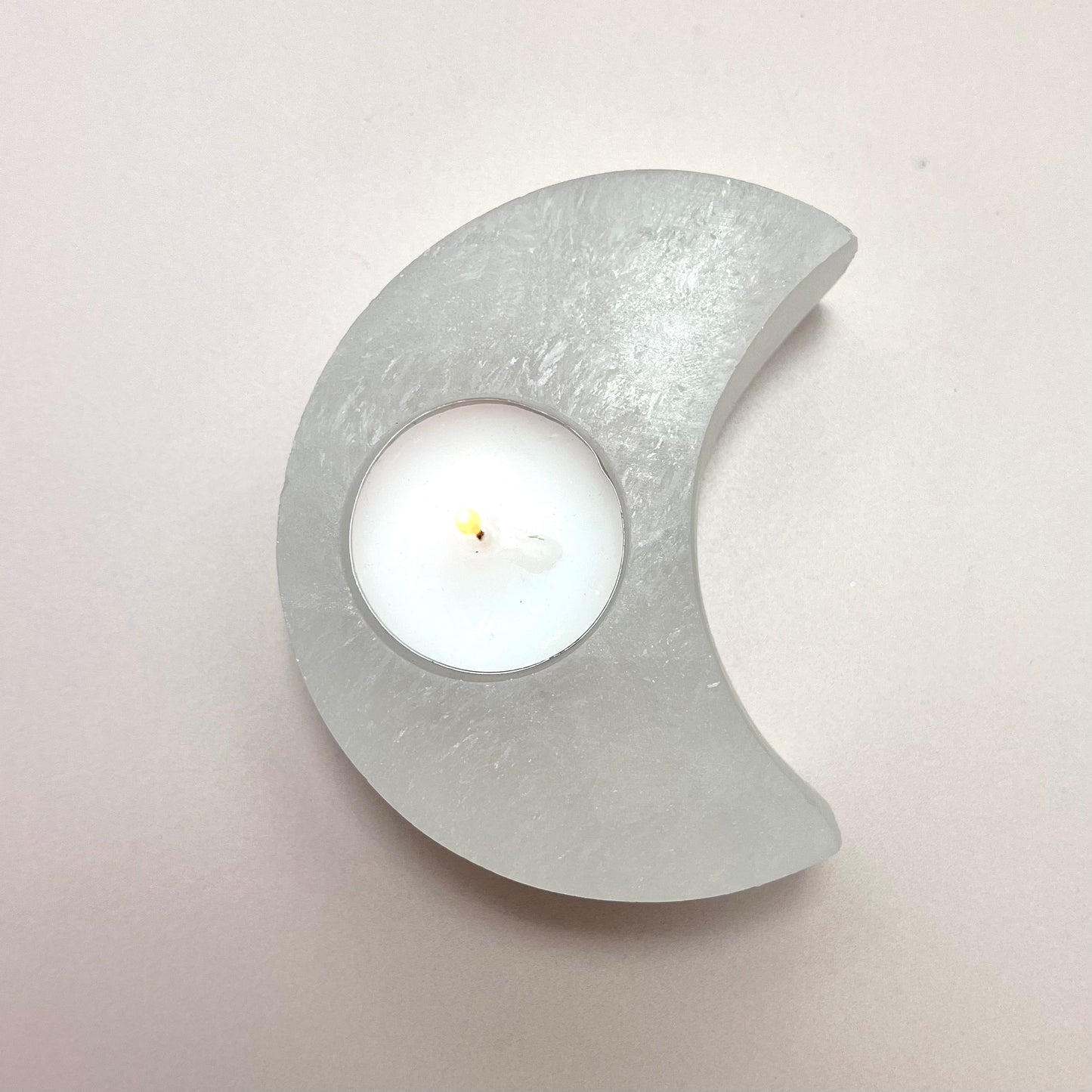 Selenite Moon Tea Light Holder