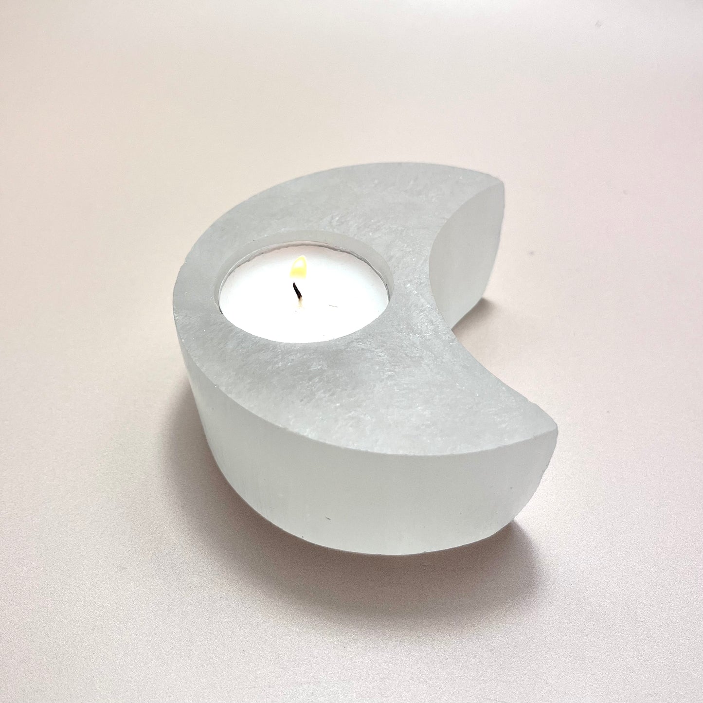 Selenite Moon Tea Light Holder