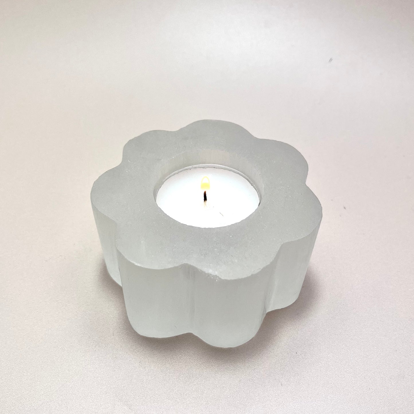 Selenite Flower Tea Light Holder