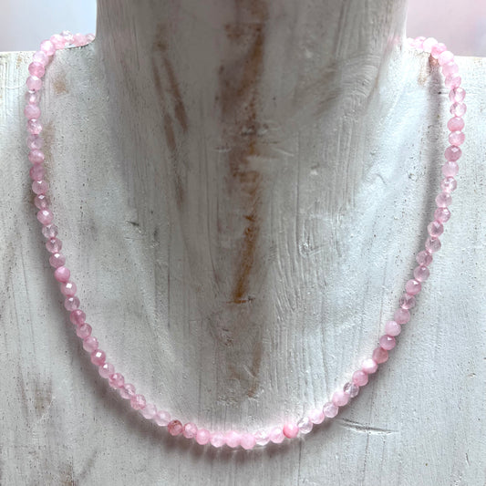 Faceted Rose Quart Necklace