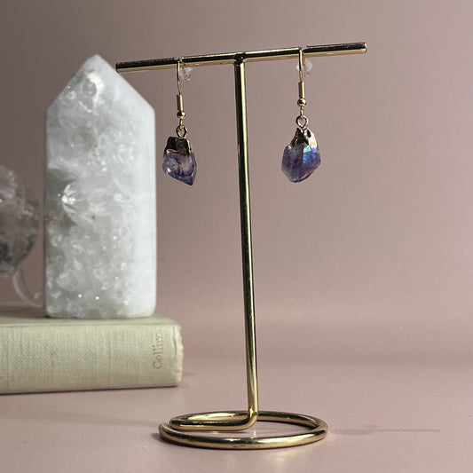 Gold Plated Amethyst Point Earrings