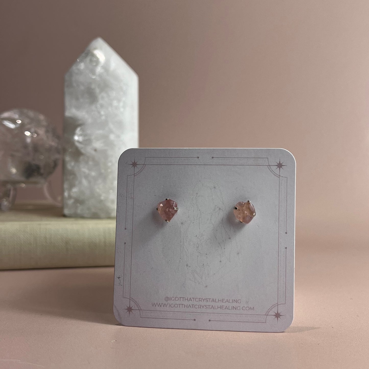 Silver Rose Quartz Stud Earrings