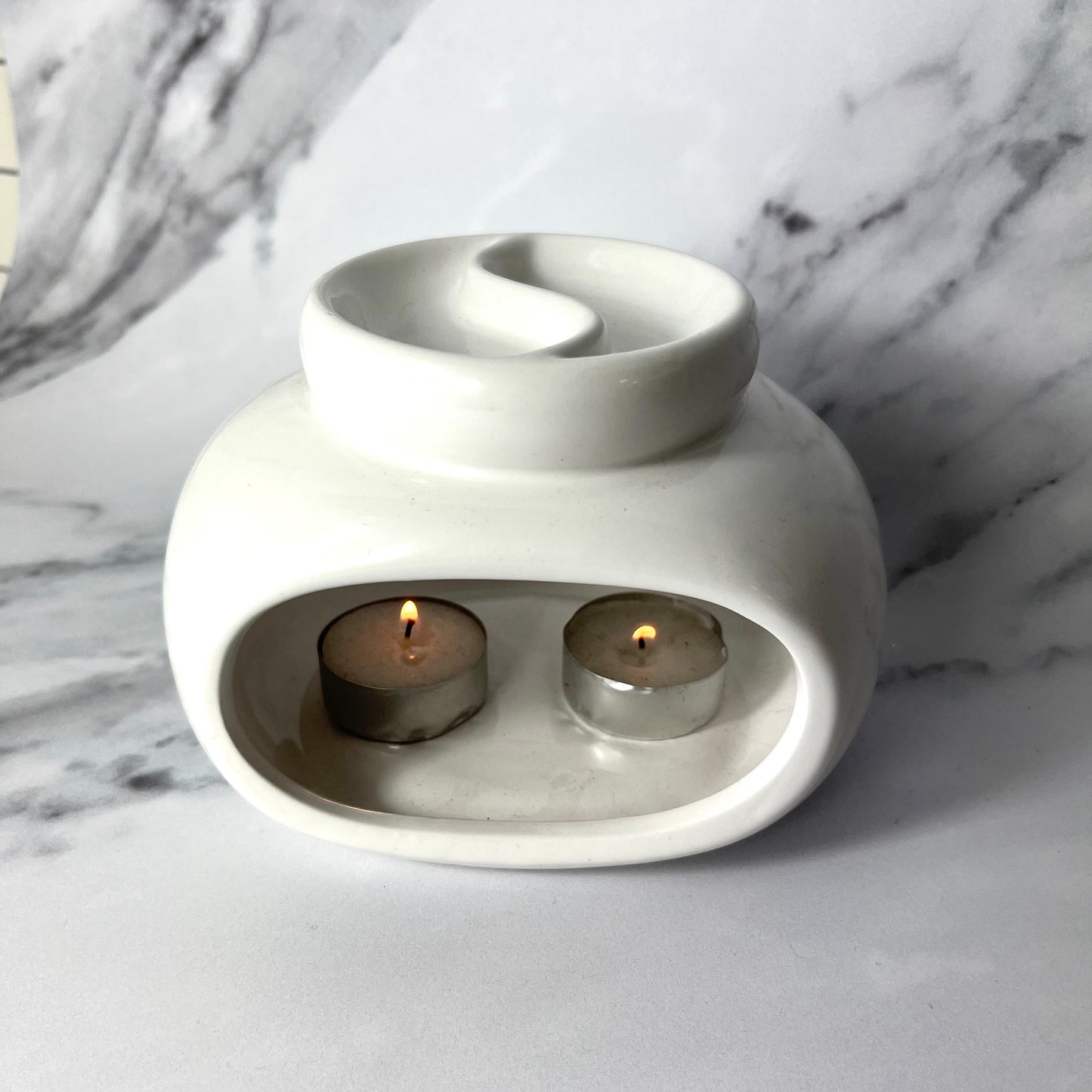 White Double Yin Yang Burner