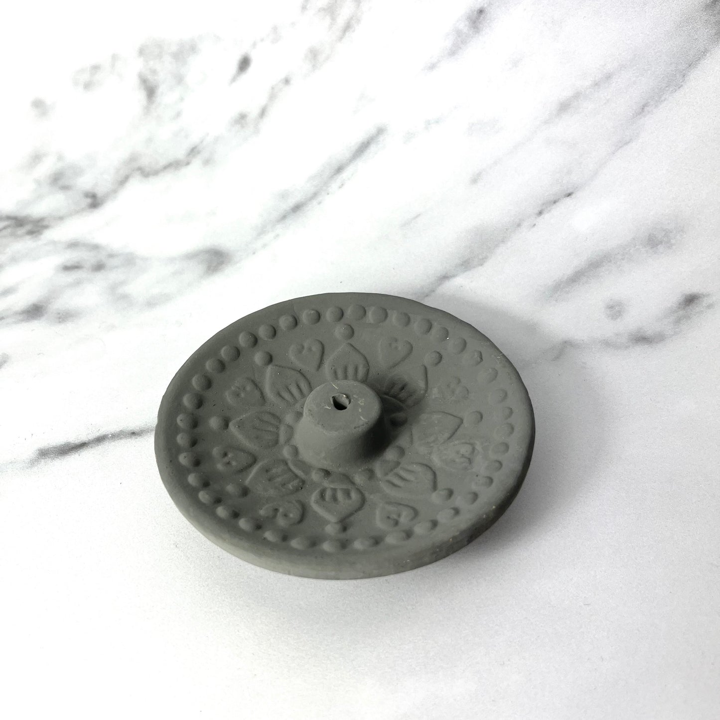 Grey Mandala Terracotta Incense Dish