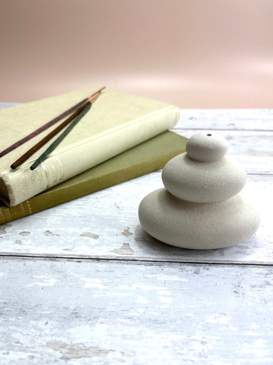 Cream Stone Incense Holder